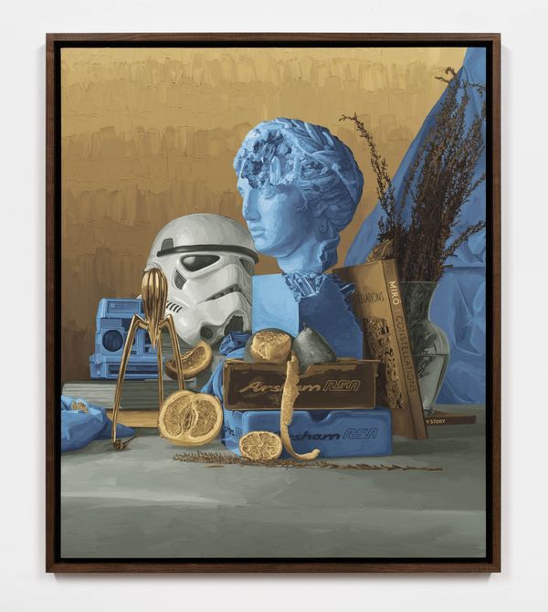 Daniel ARSHAM — Still Life of Eroded Bust of Apollo, Helmet, and Ashtray
