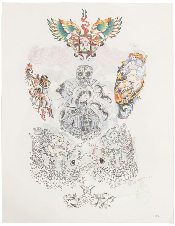 Wim DELVOYE — Untitled (Preparatory Drawing for Tattoo)