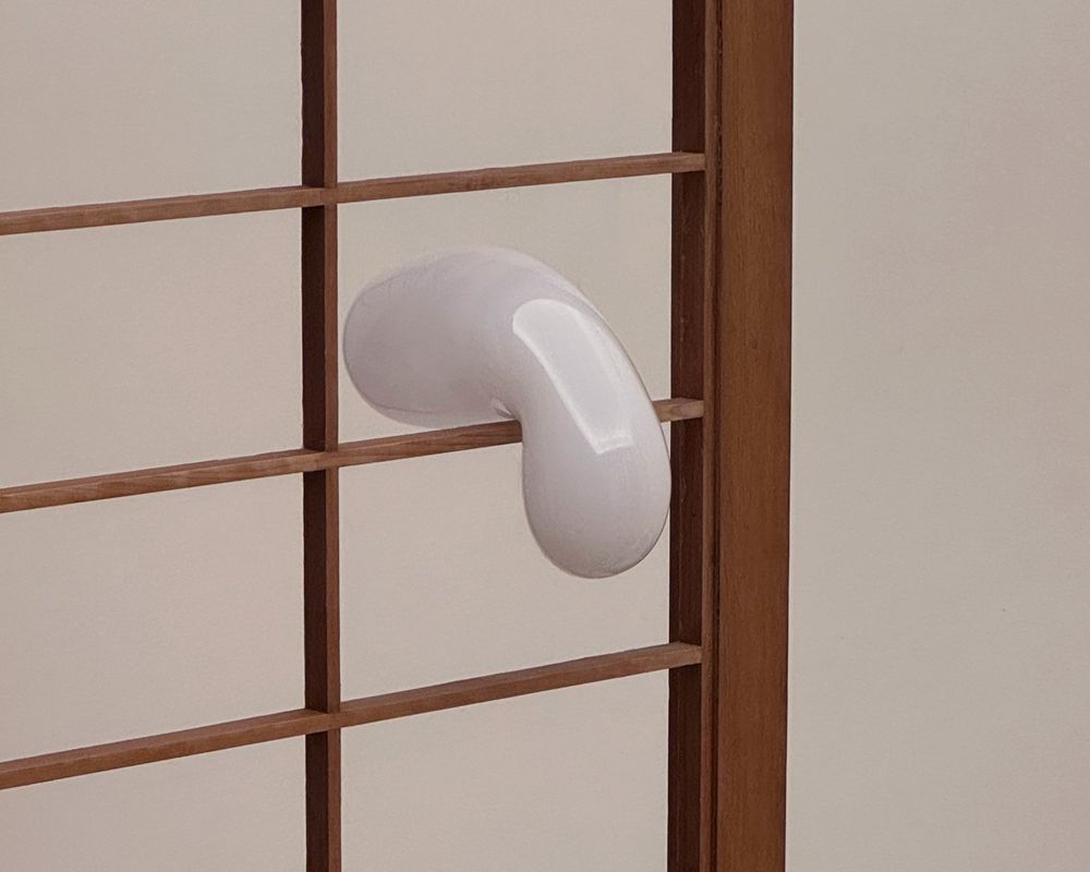 Steph Huang, Grafting (detail), 2026. Wood, hand-blown glass, mild steel, aluminium, copper, bronze, paint, glass, metal wire, concrete, resin, tatami mat, lightbulb. 220 × 800 × 1200 cm (dimensions variable). Courtesy of the artist and Perrotin. 